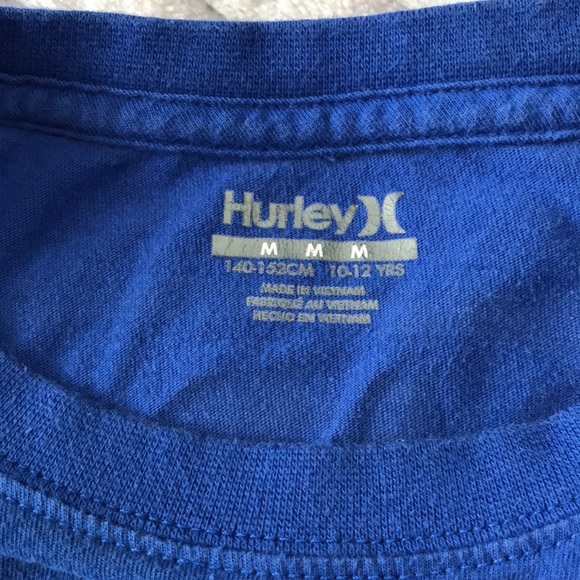 Hurley Boys Shirt, Colour is Blue with neon green words on it, Size is M - Picture 3 of 8